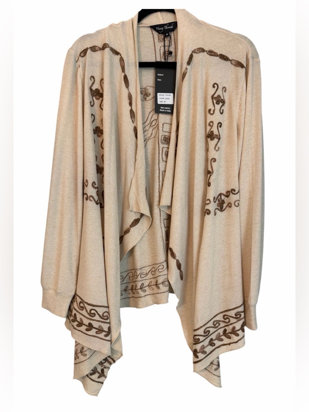 New‼️ Young Threads 🐴 Embroidered Boho Draped Cardigan NWT M Western Festival - Picture 8 of 12